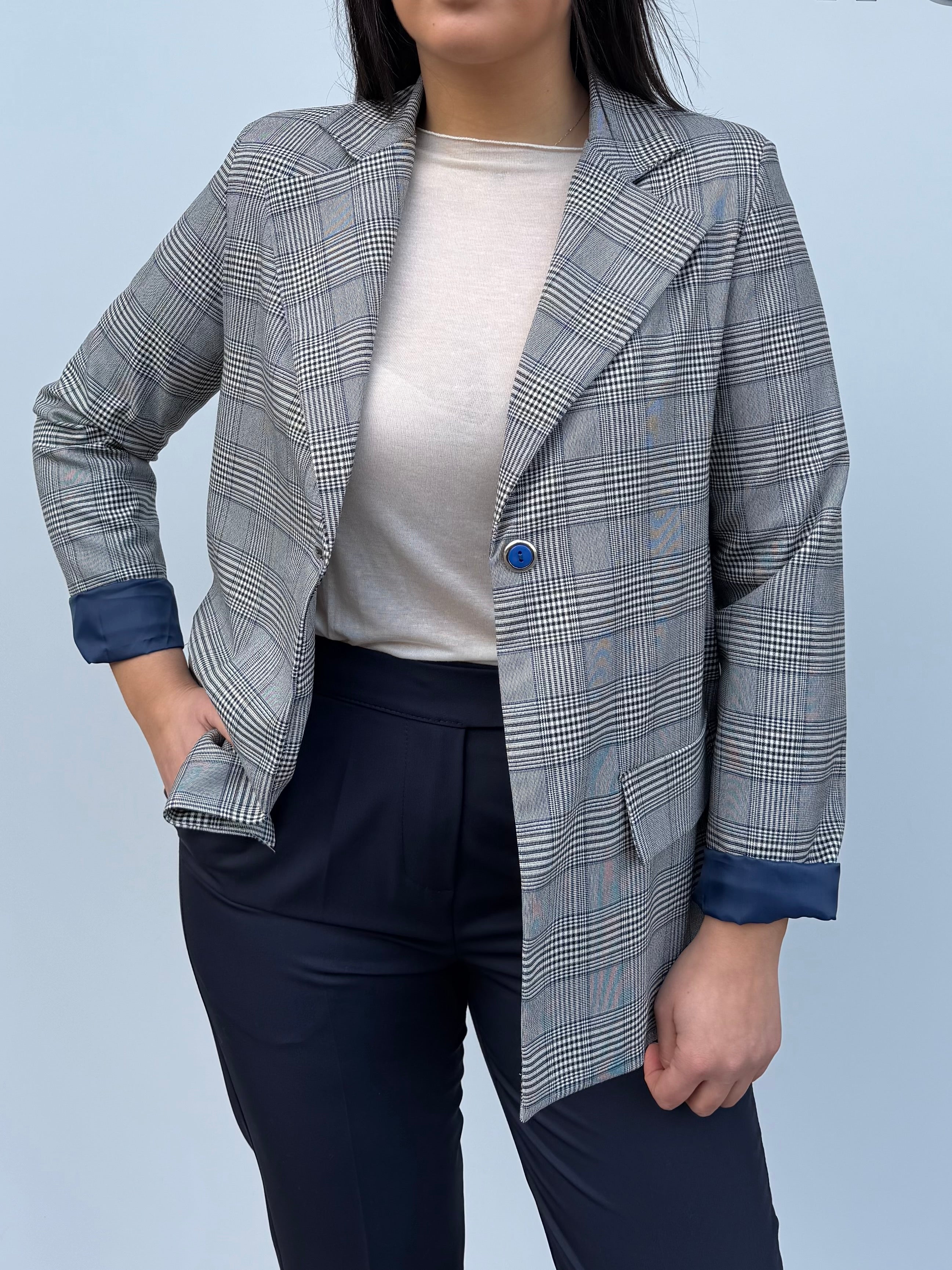 Giacca monopetto scozzese