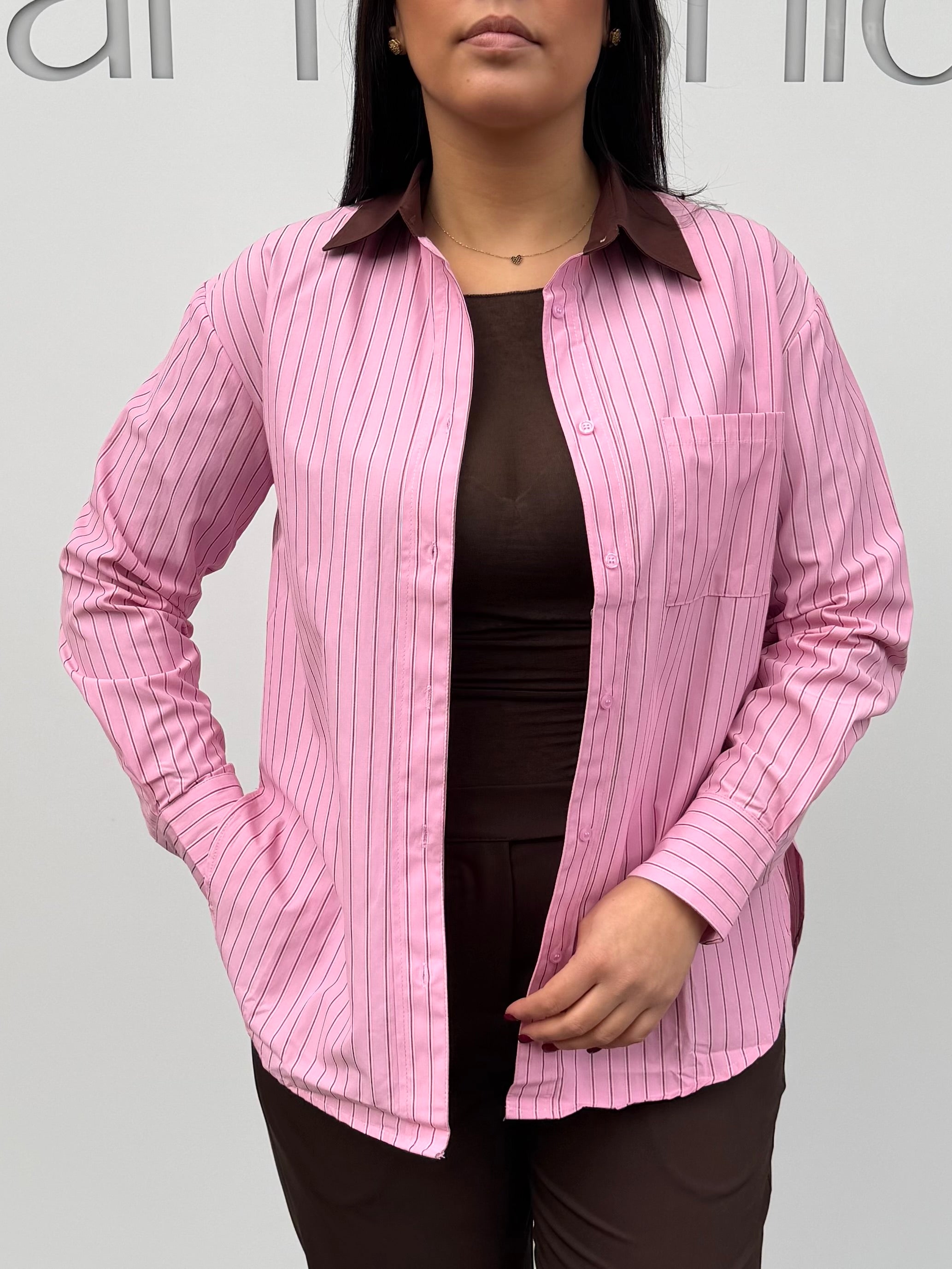 Camicia rigata in cotone