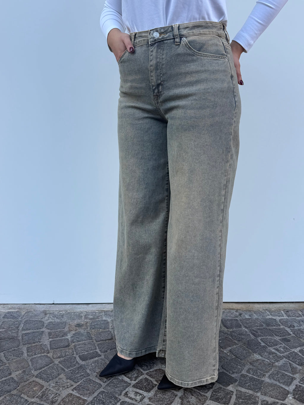 Jeans Palazzo Lavaggio Sabbiato
