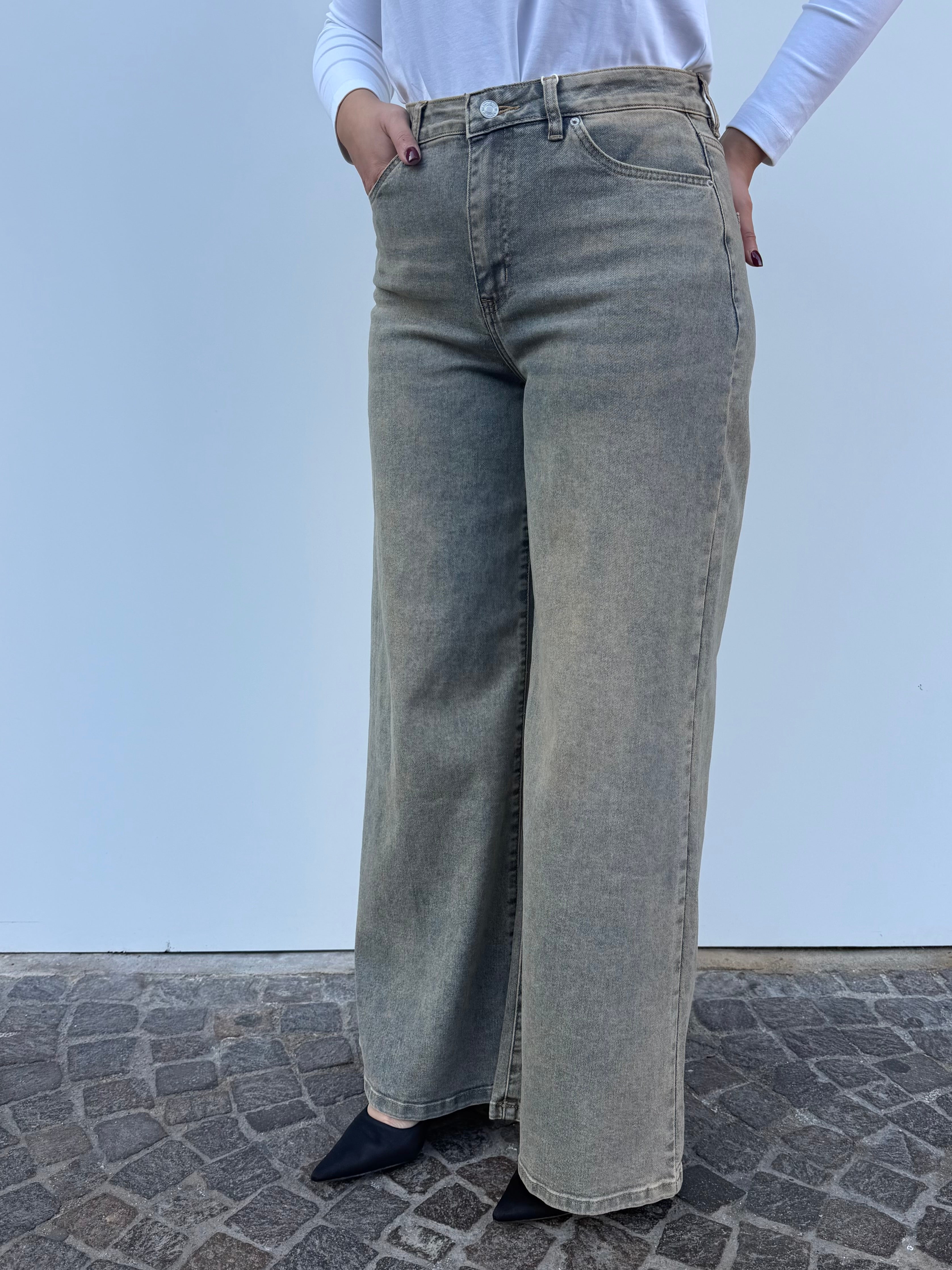 Jeans Palazzo Lavaggio Sabbiato