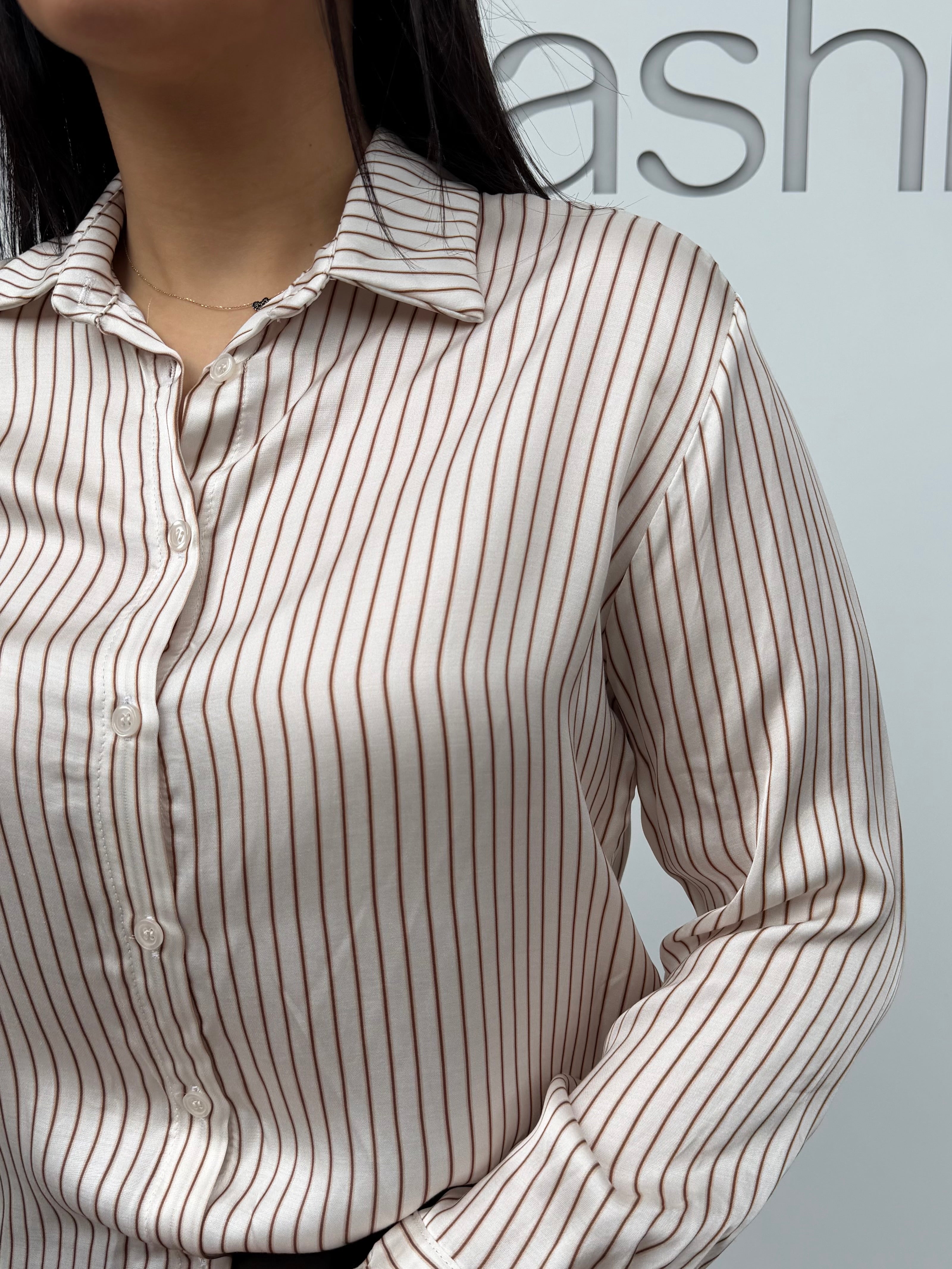 Camicia rigata in raso