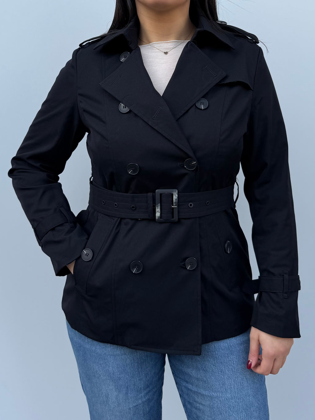 Trench doppio petto con cintura