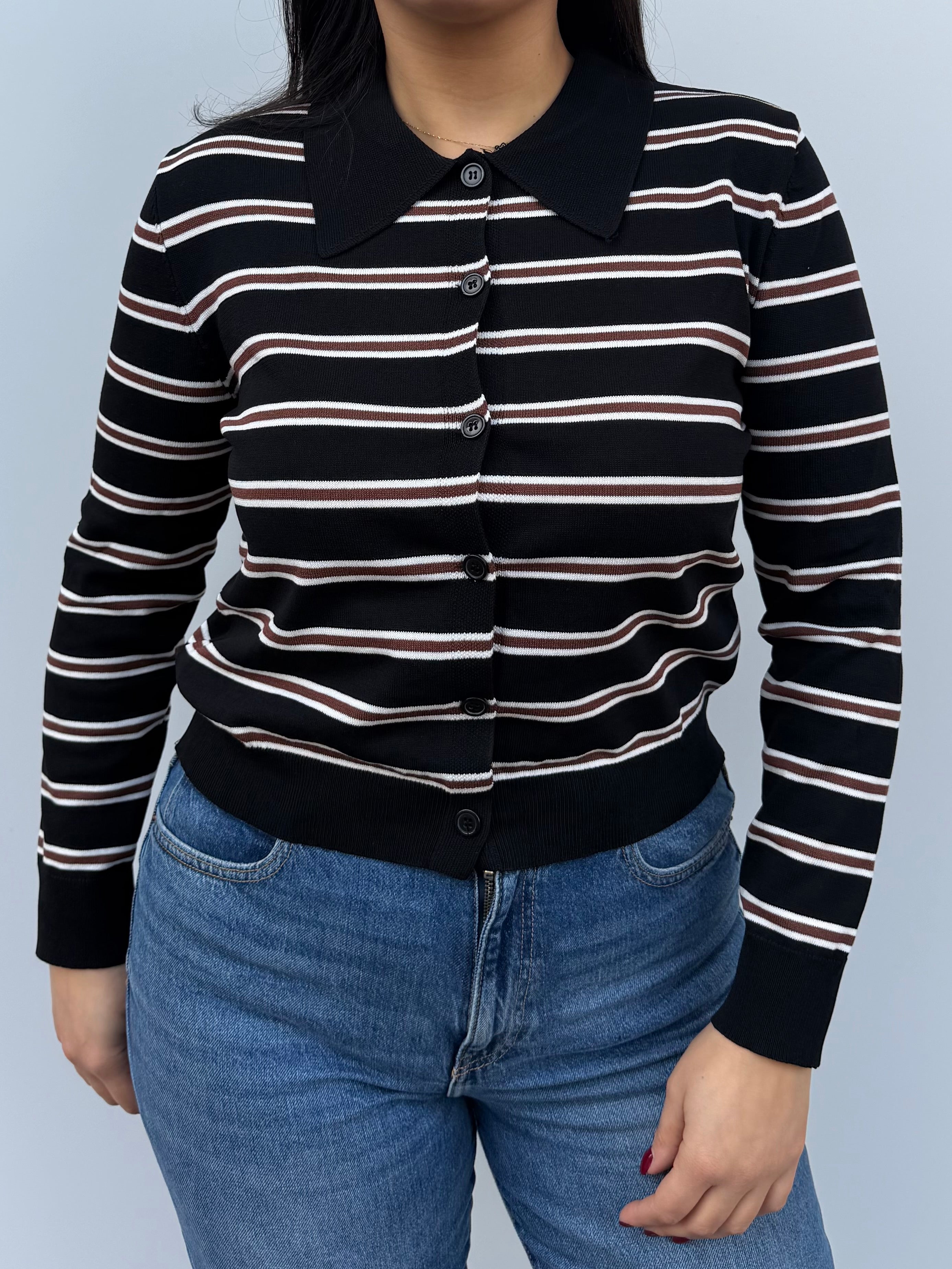 Cardigan in filo rigato