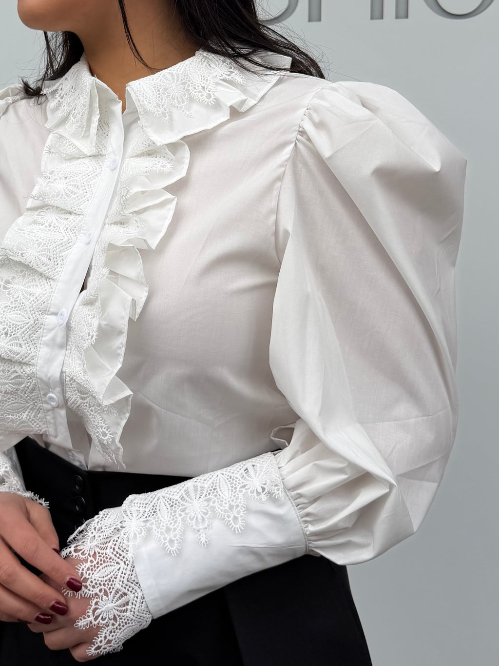 Camicia in cotone con merletto