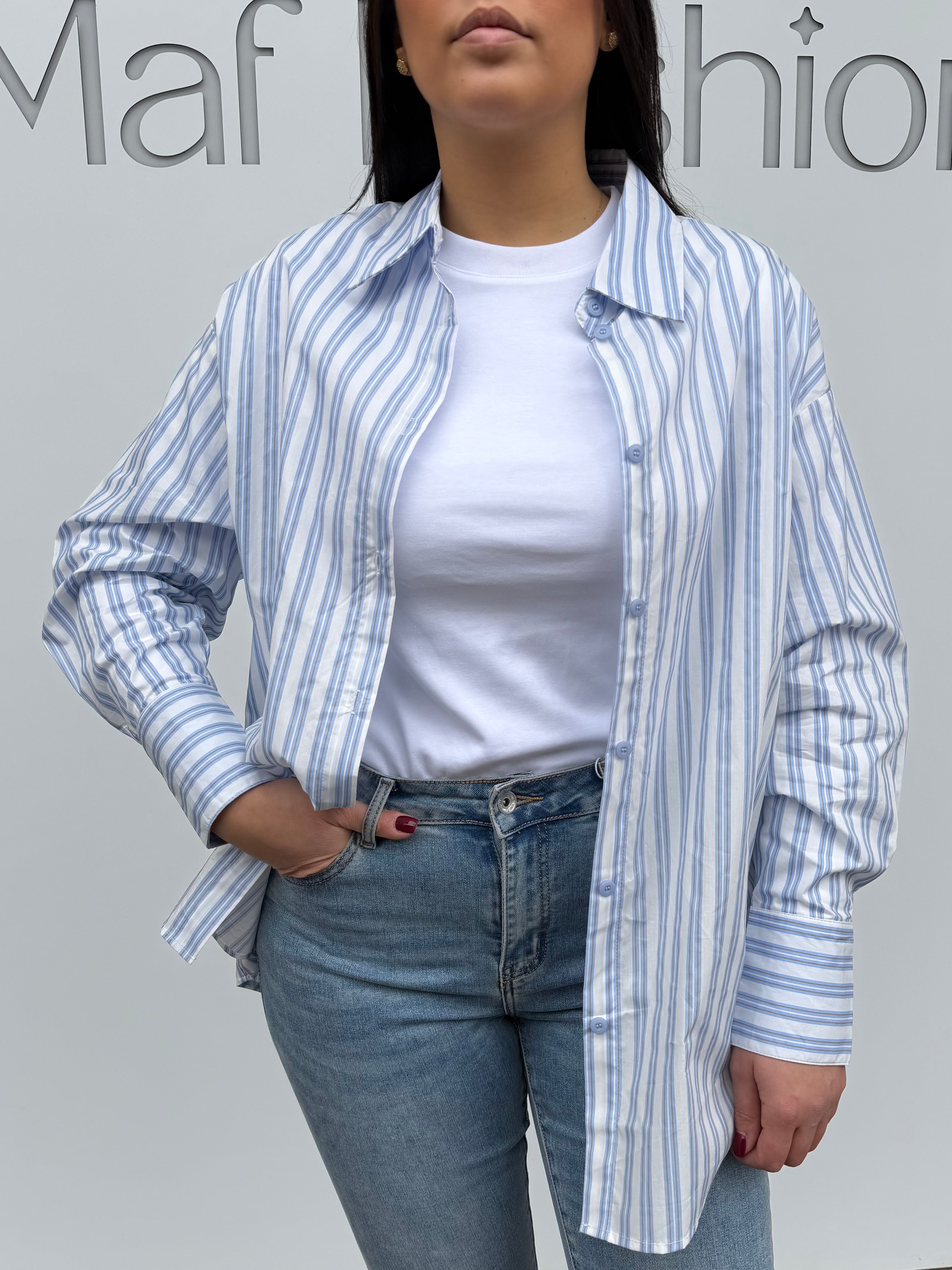 Camicia rigata in cotone