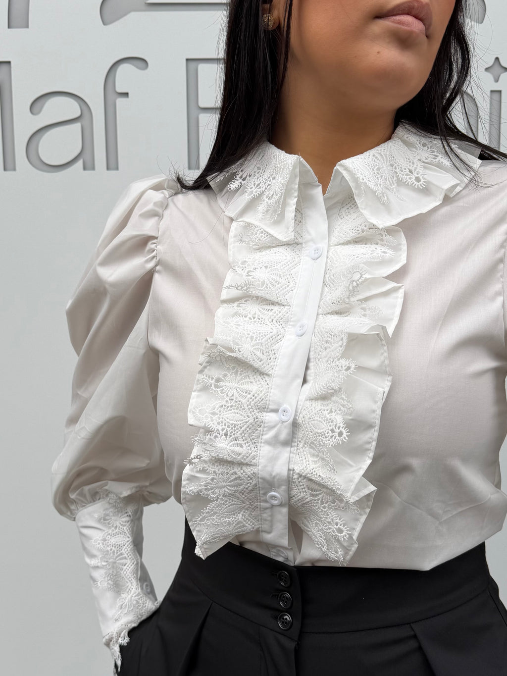 Camicia in cotone con merletto