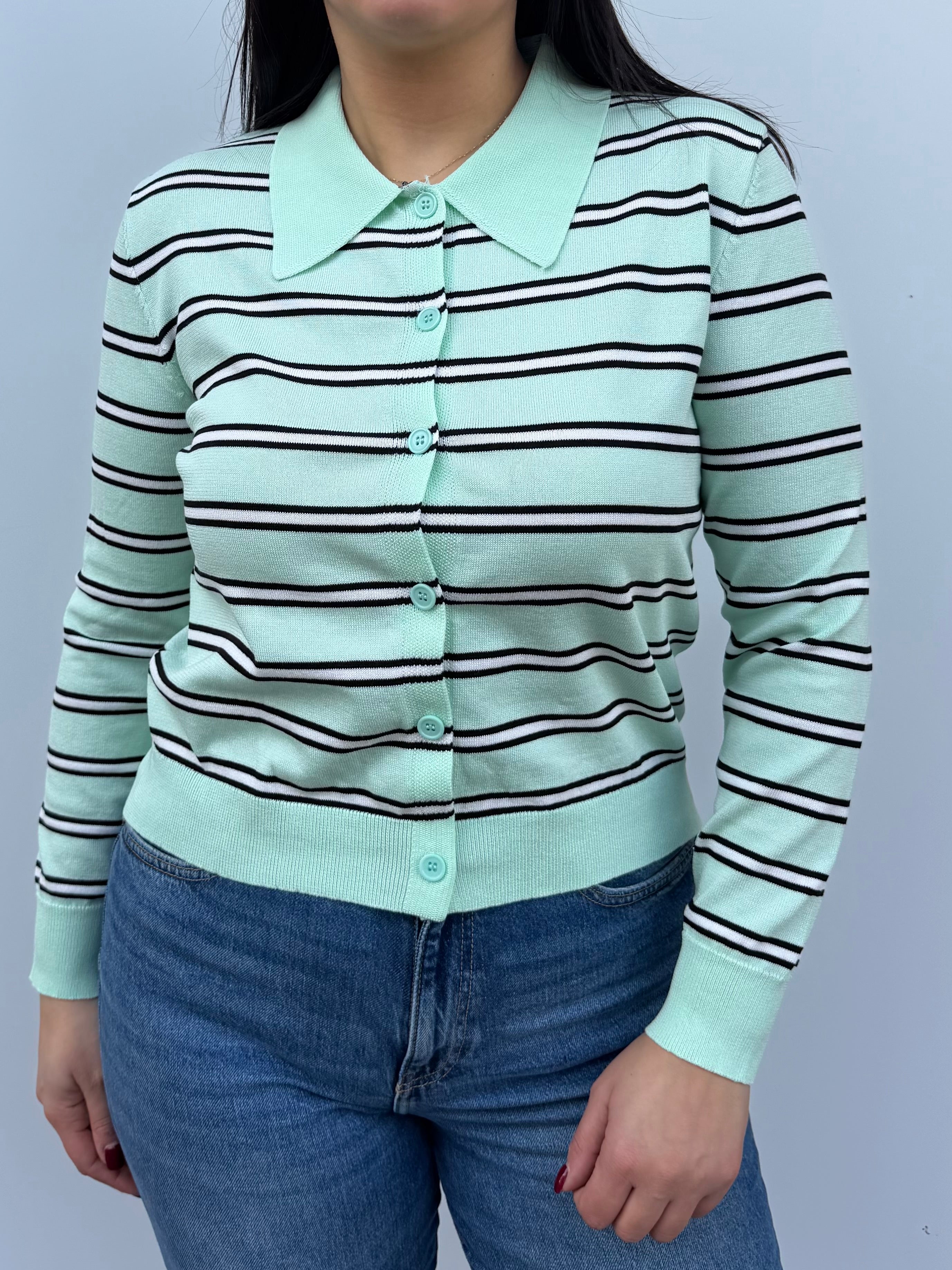 Cardigan in filo rigato