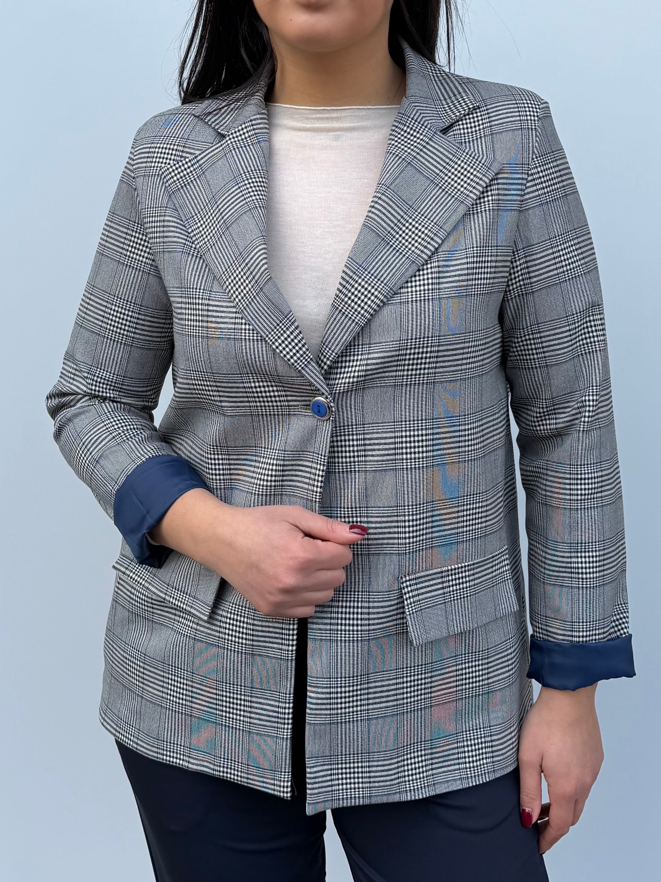 Giacca monopetto scozzese