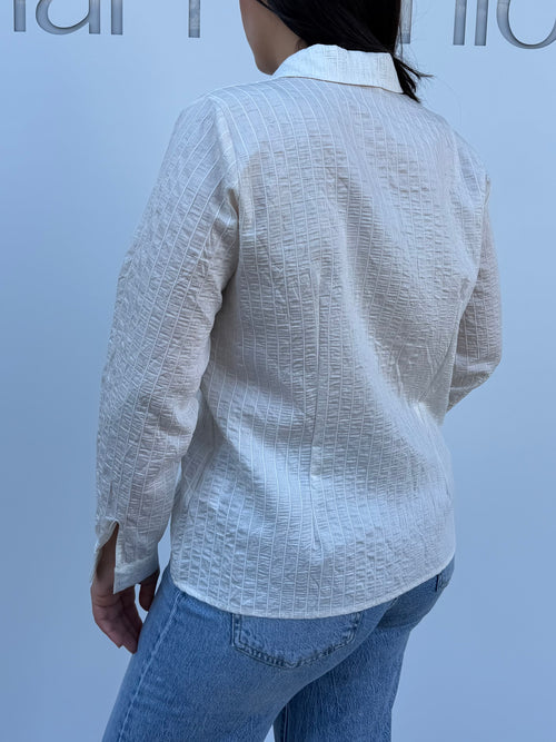 Camicia in cotone rigata effetto stropicciato