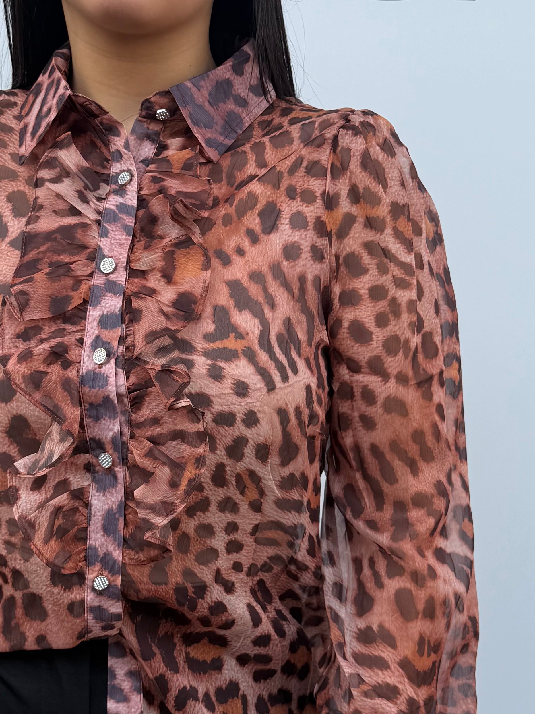 Camicia in mussola animalier