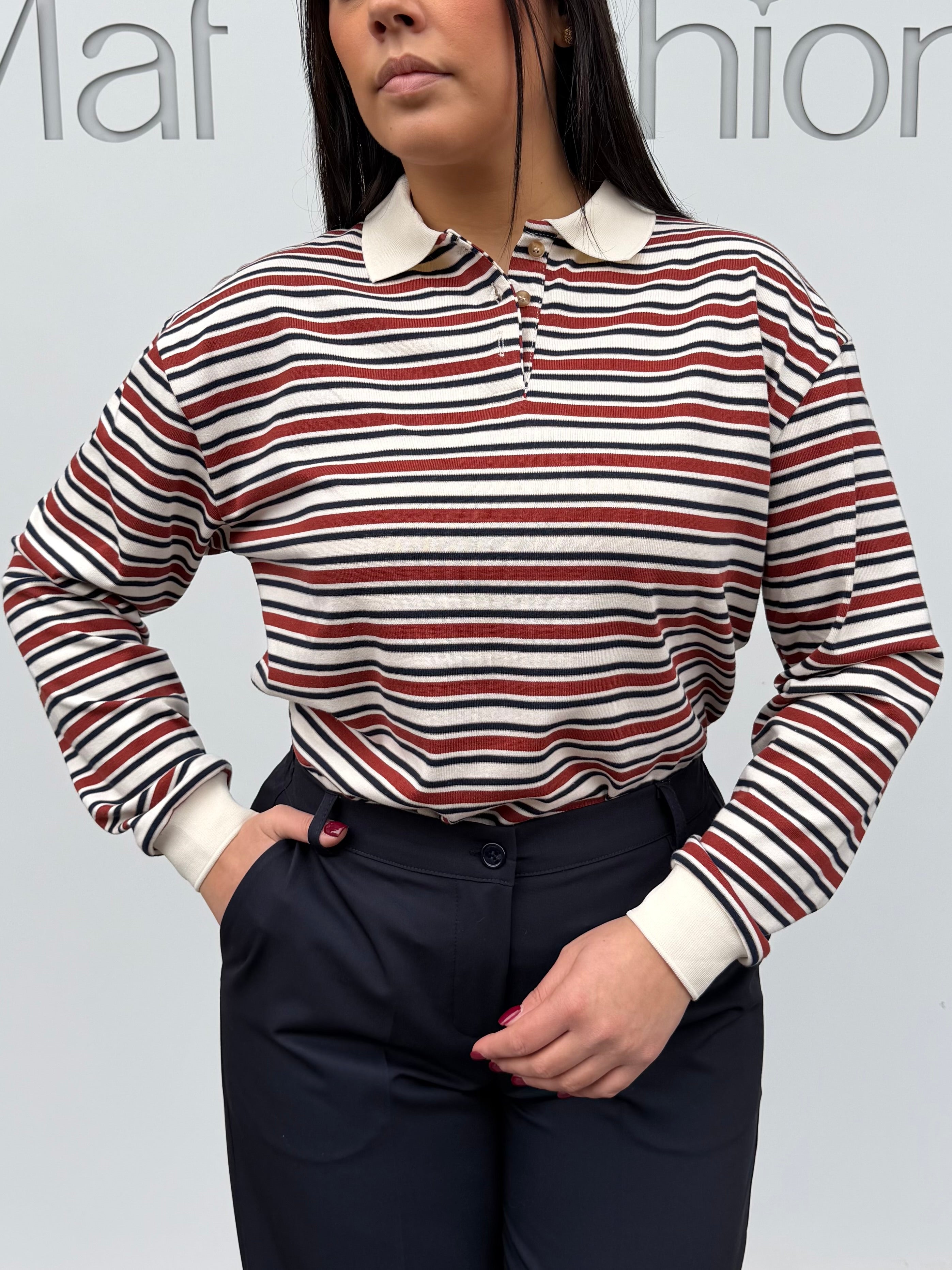 Polo rigata in cotone