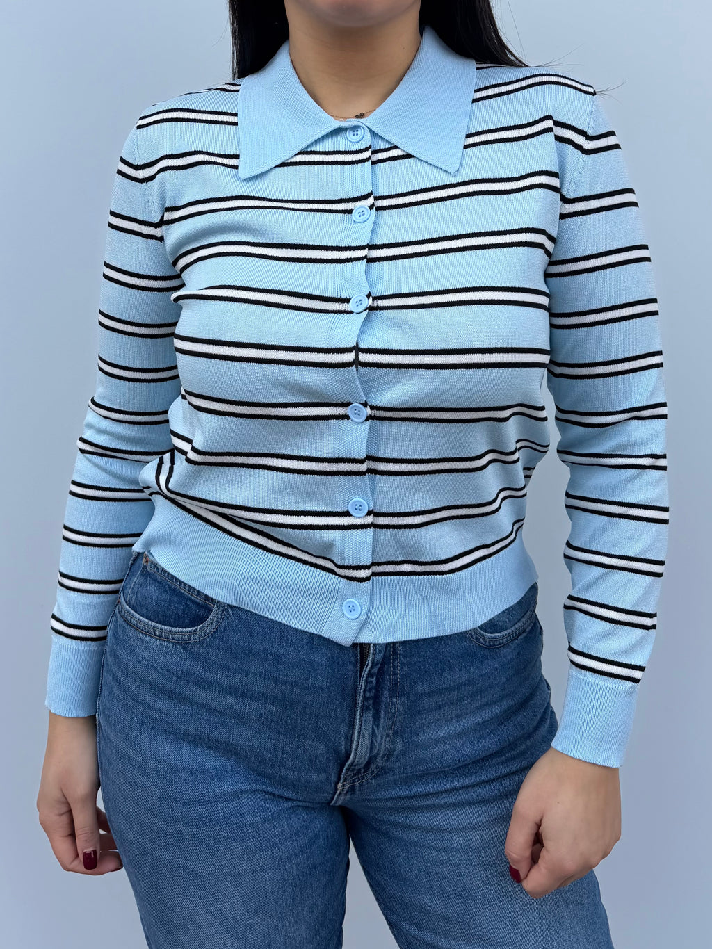 Cardigan in filo rigato