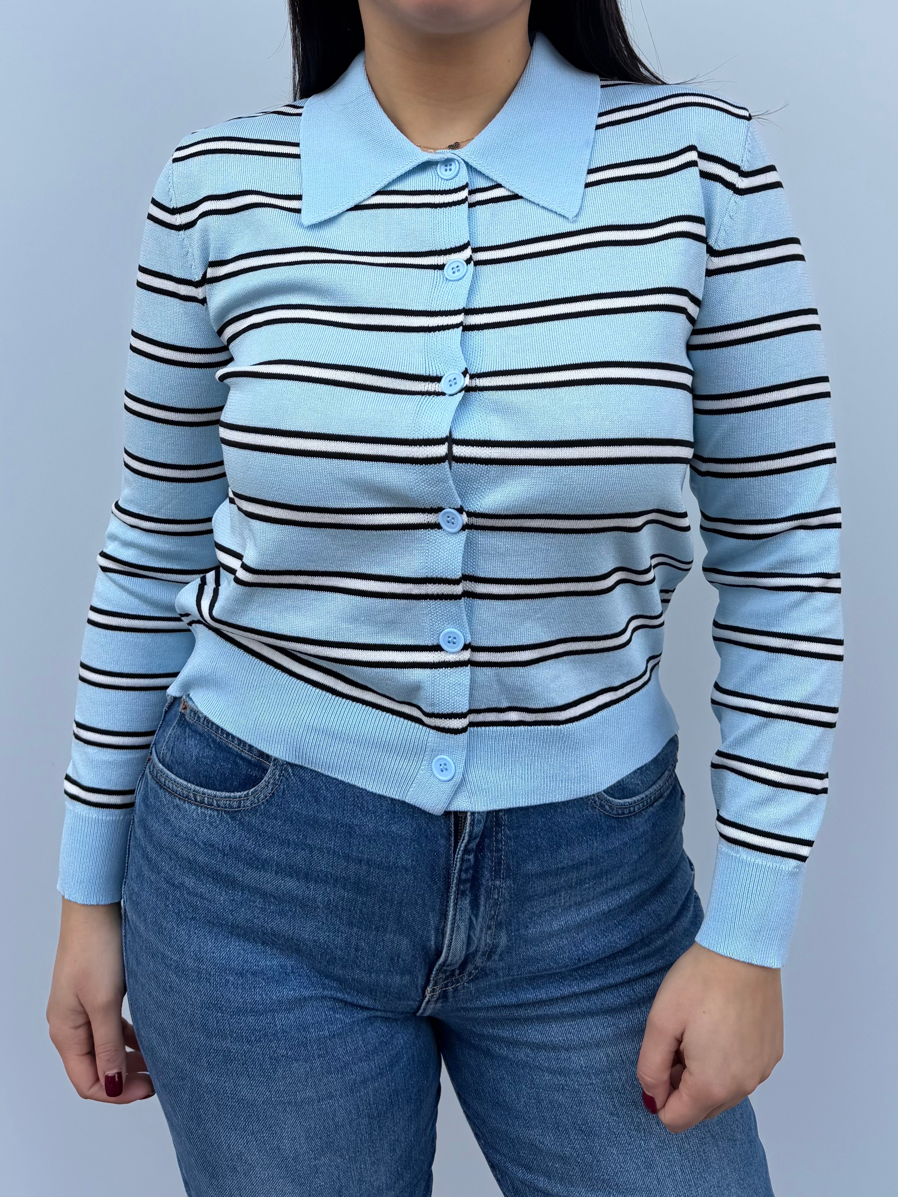 Cardigan in filo rigato