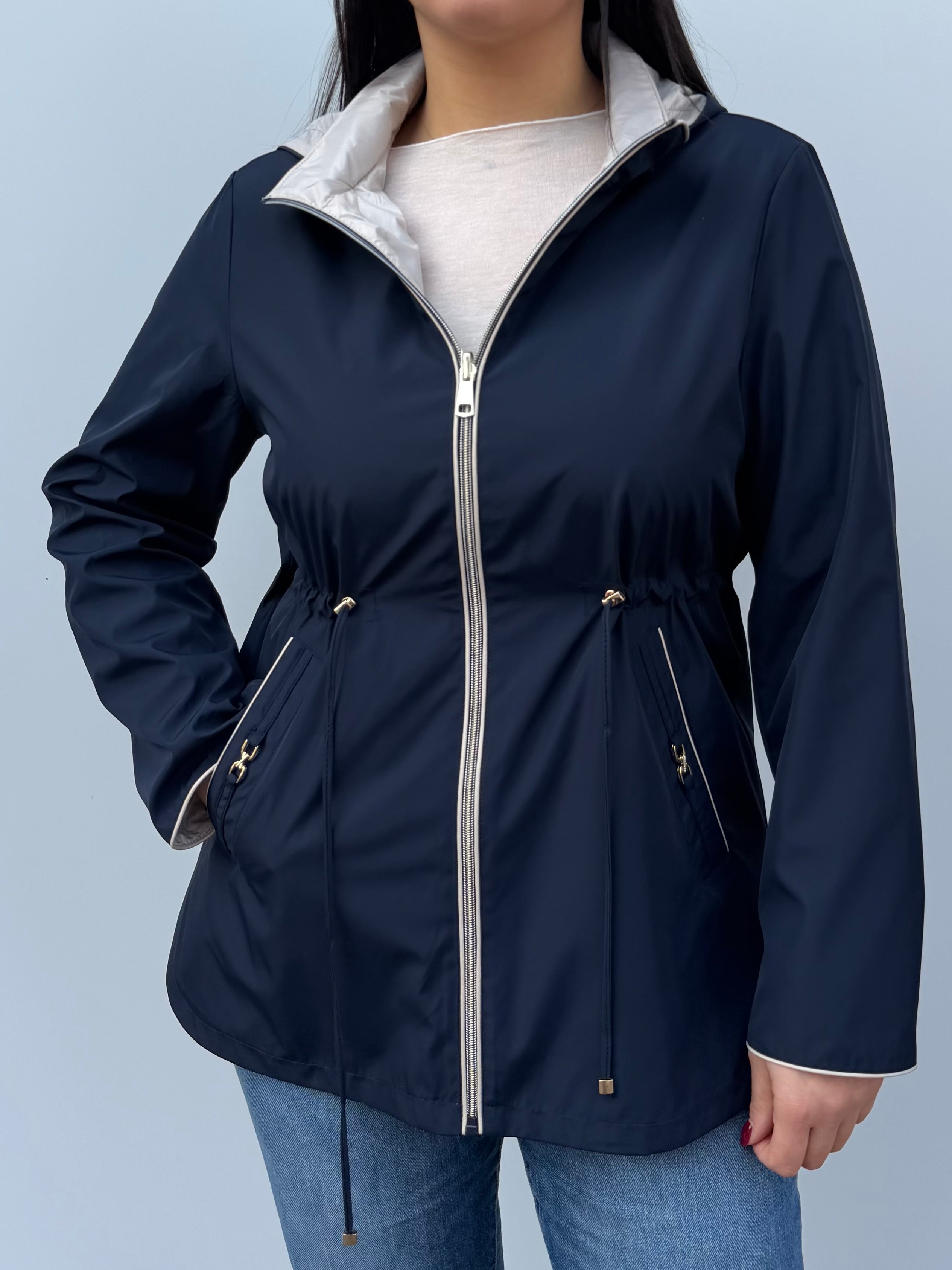 Seriana con spacco laterale double-face