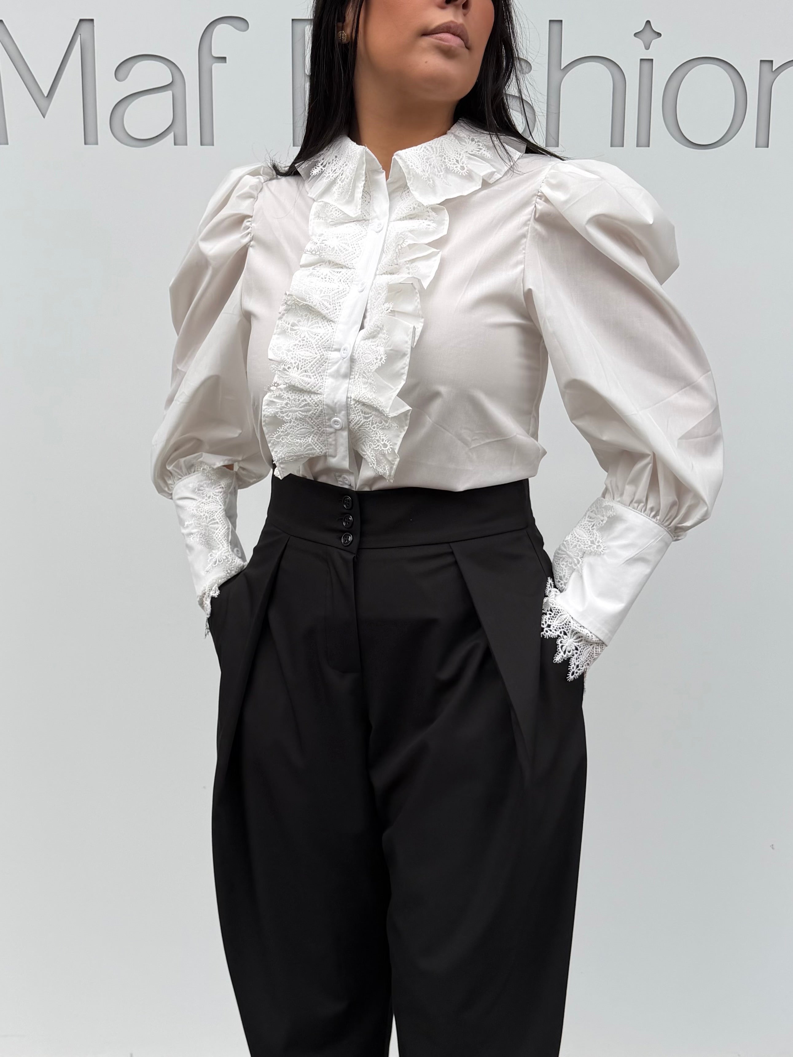 Camicia in cotone con merletto