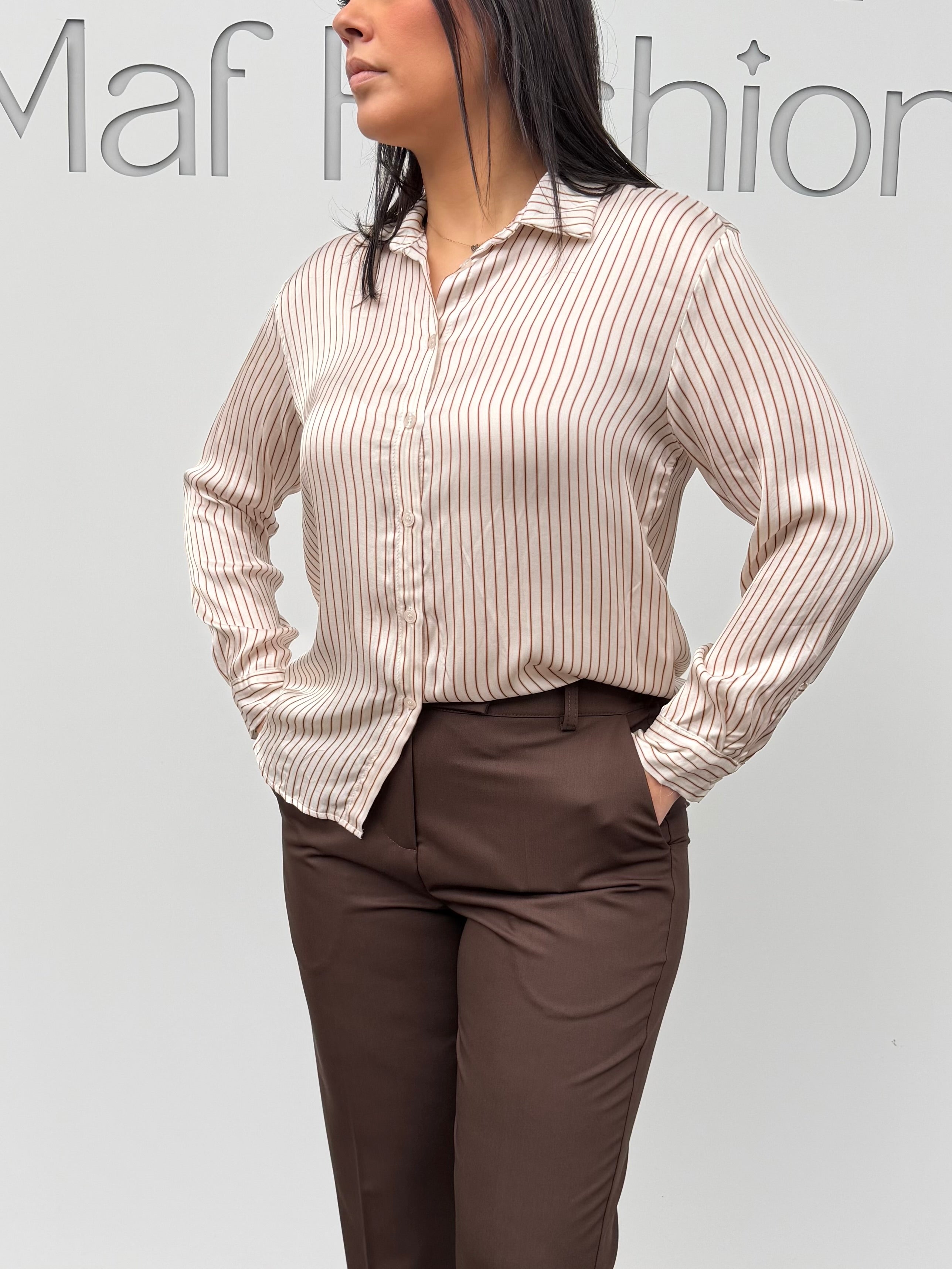 Camicia rigata in raso