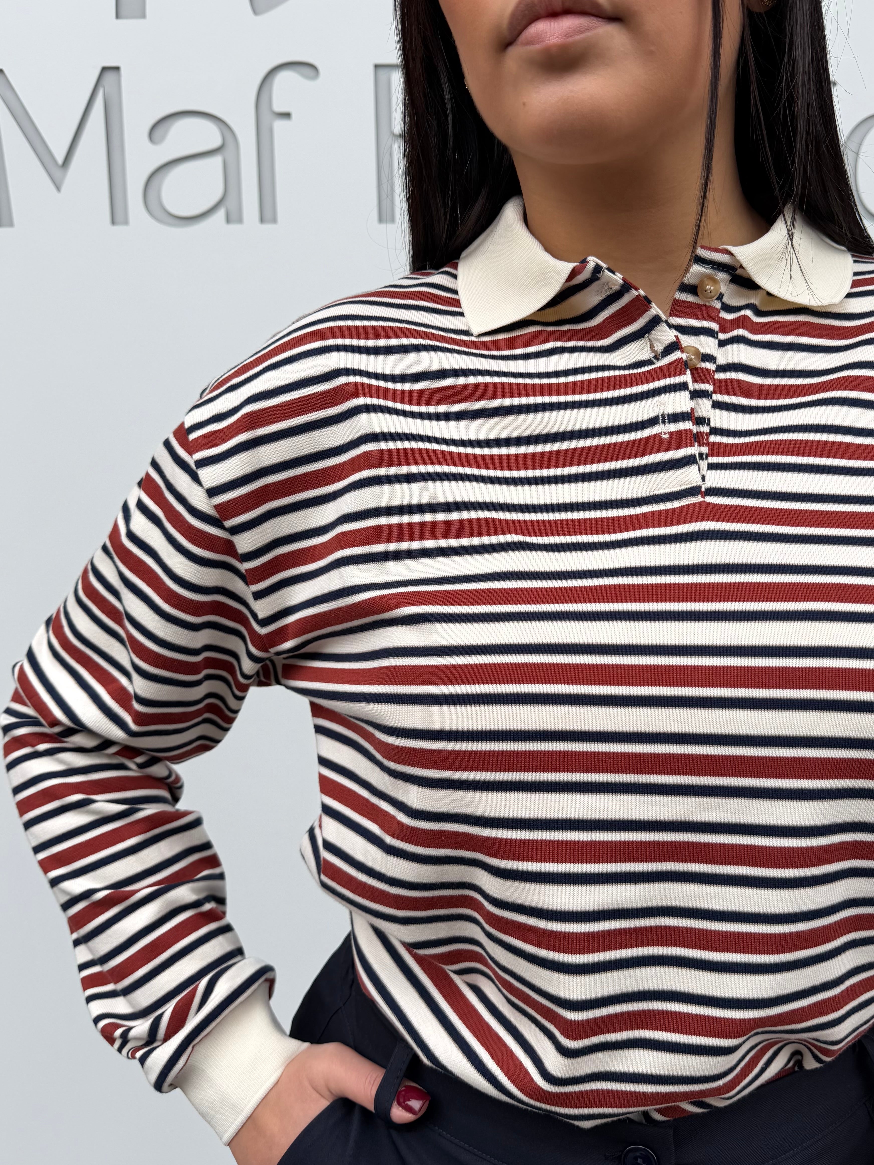 Polo rigata in cotone