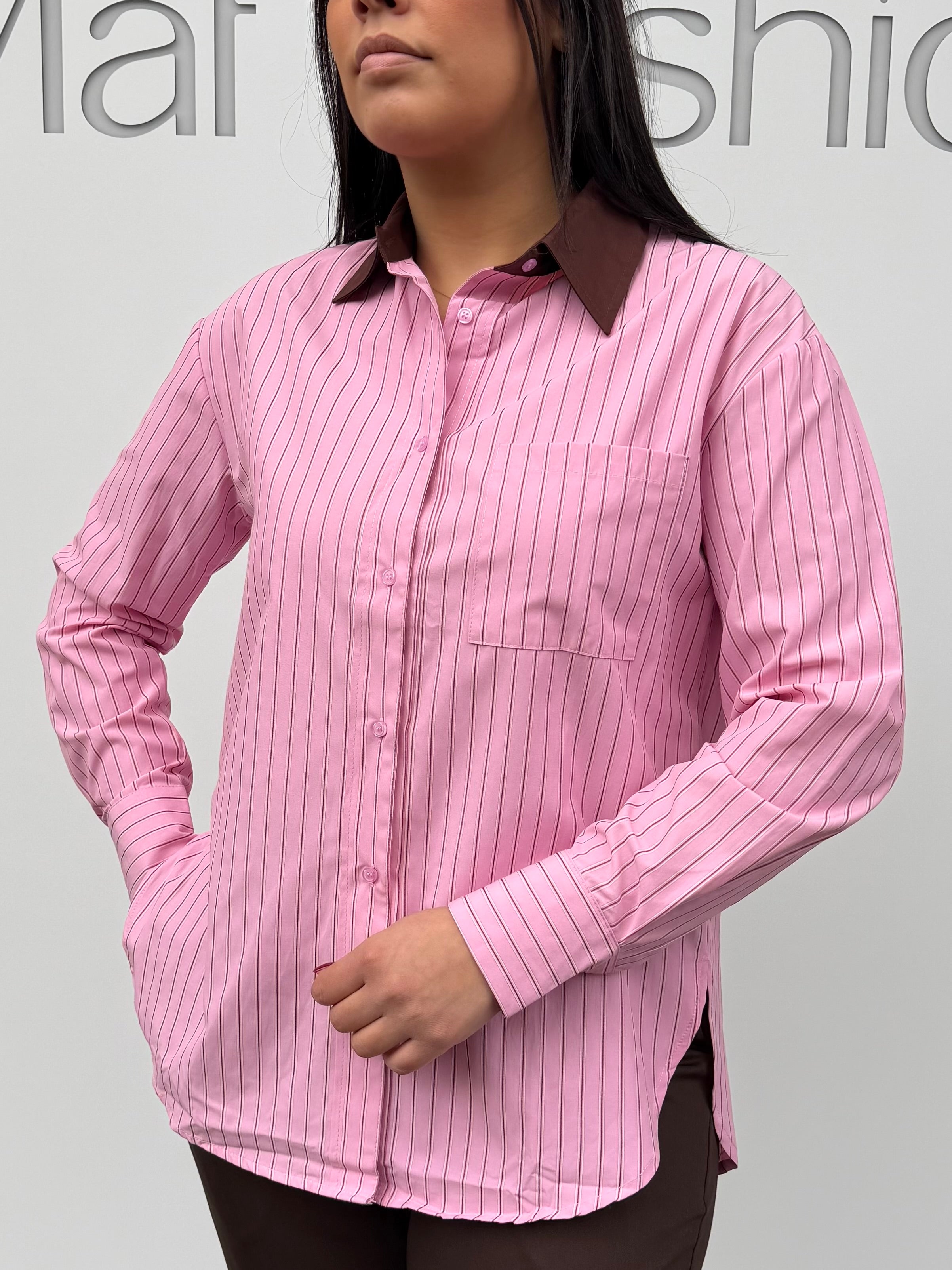 Camicia rigata in cotone