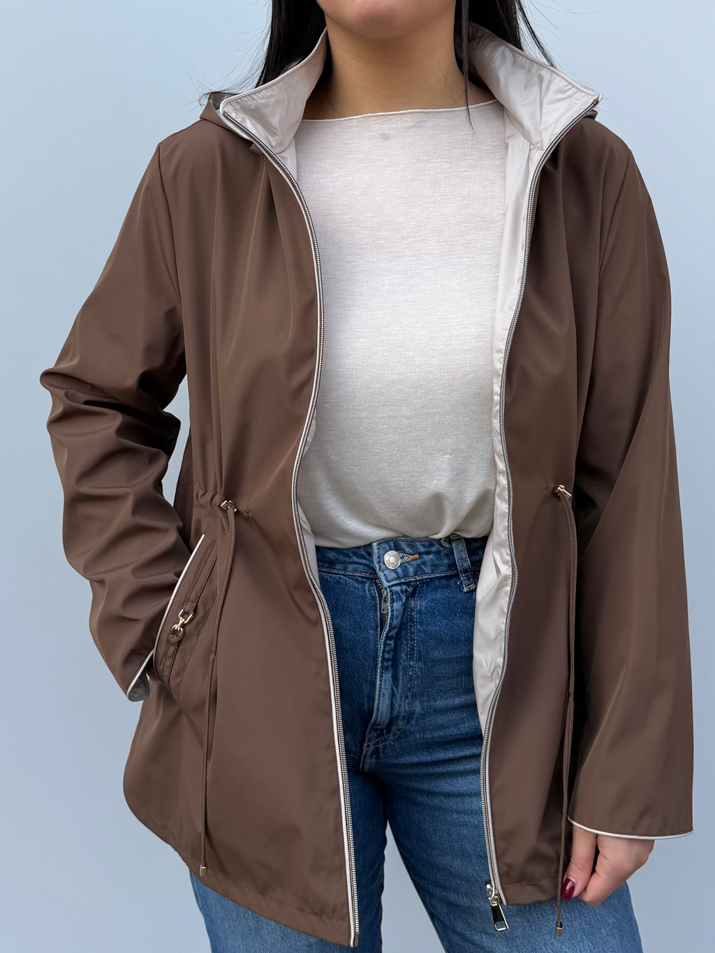 Seriana con spacco laterale double-face