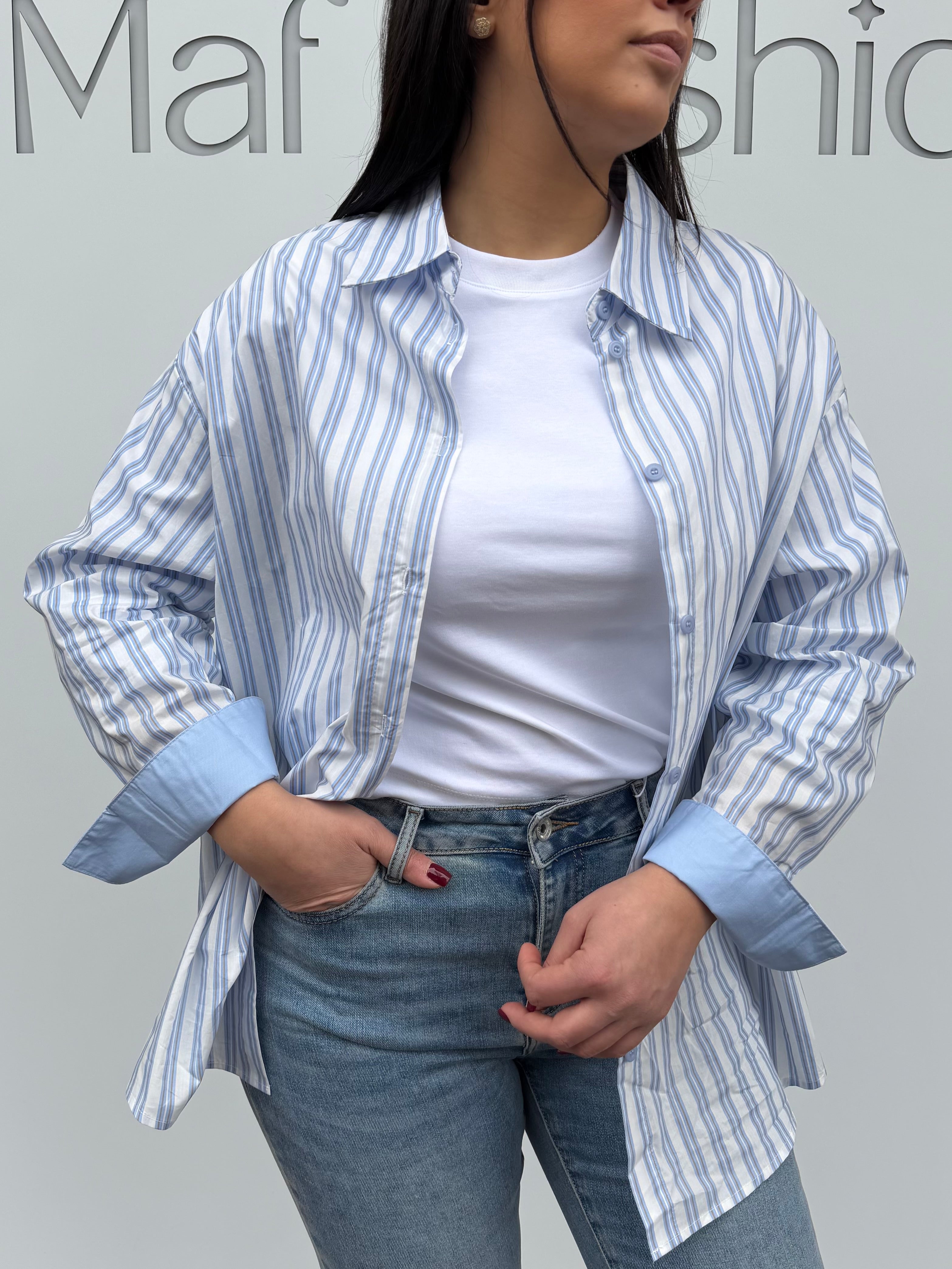 Camicia rigata in cotone