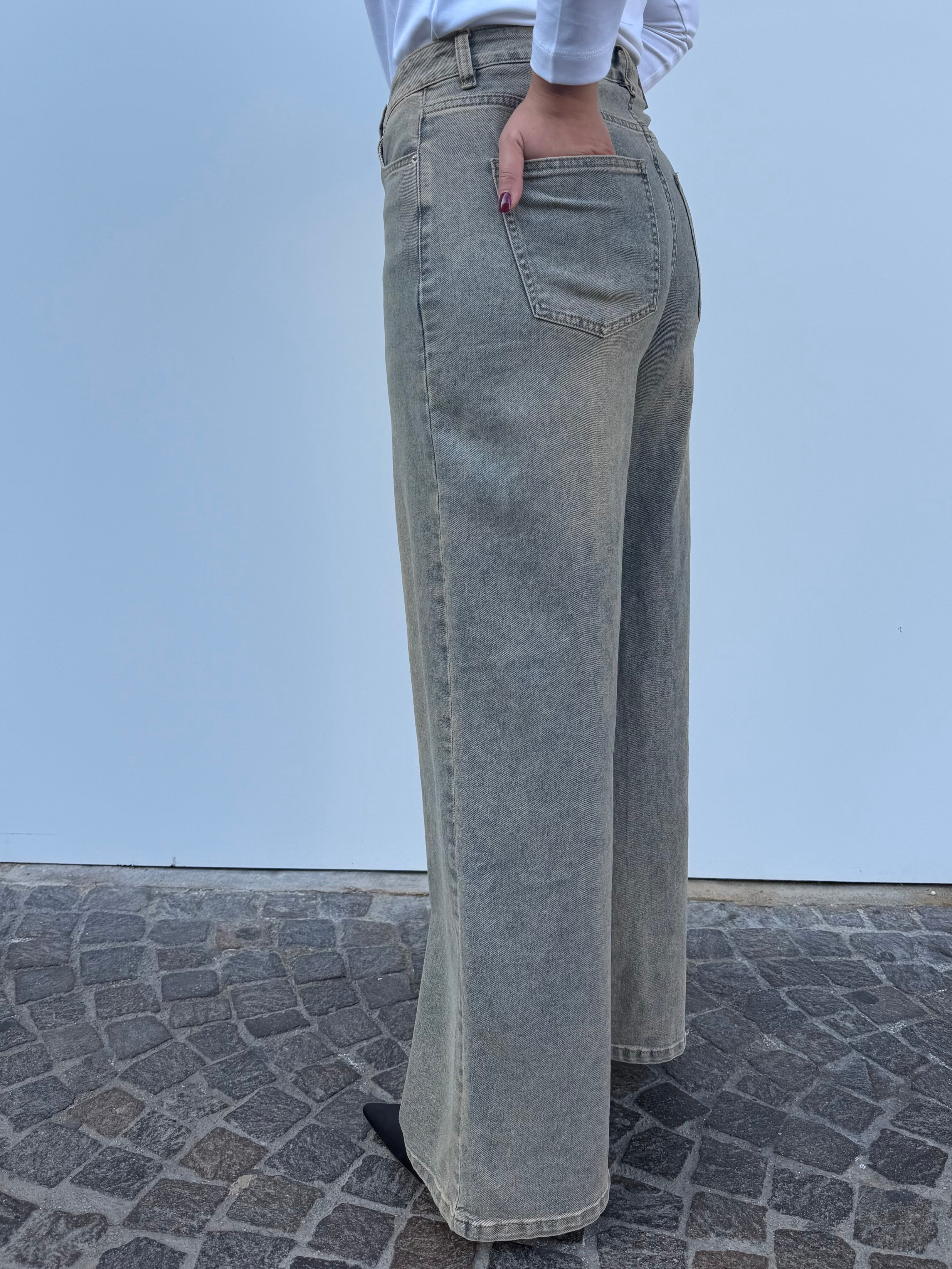Jeans Palazzo Lavaggio Sabbiato