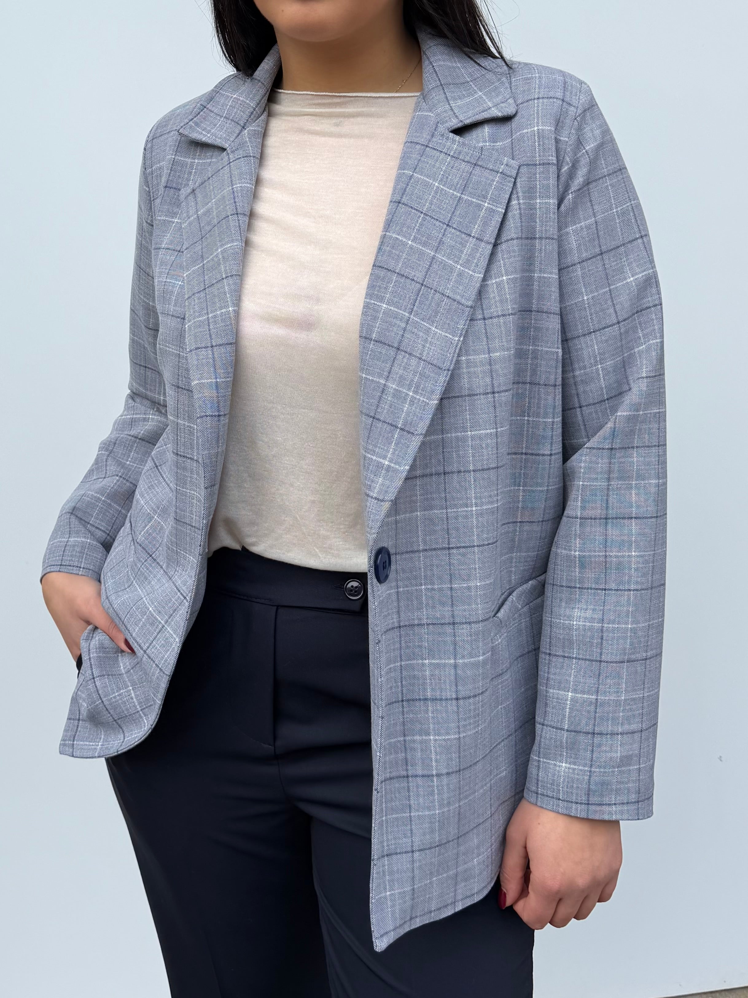 Giacca monopetto a quadri