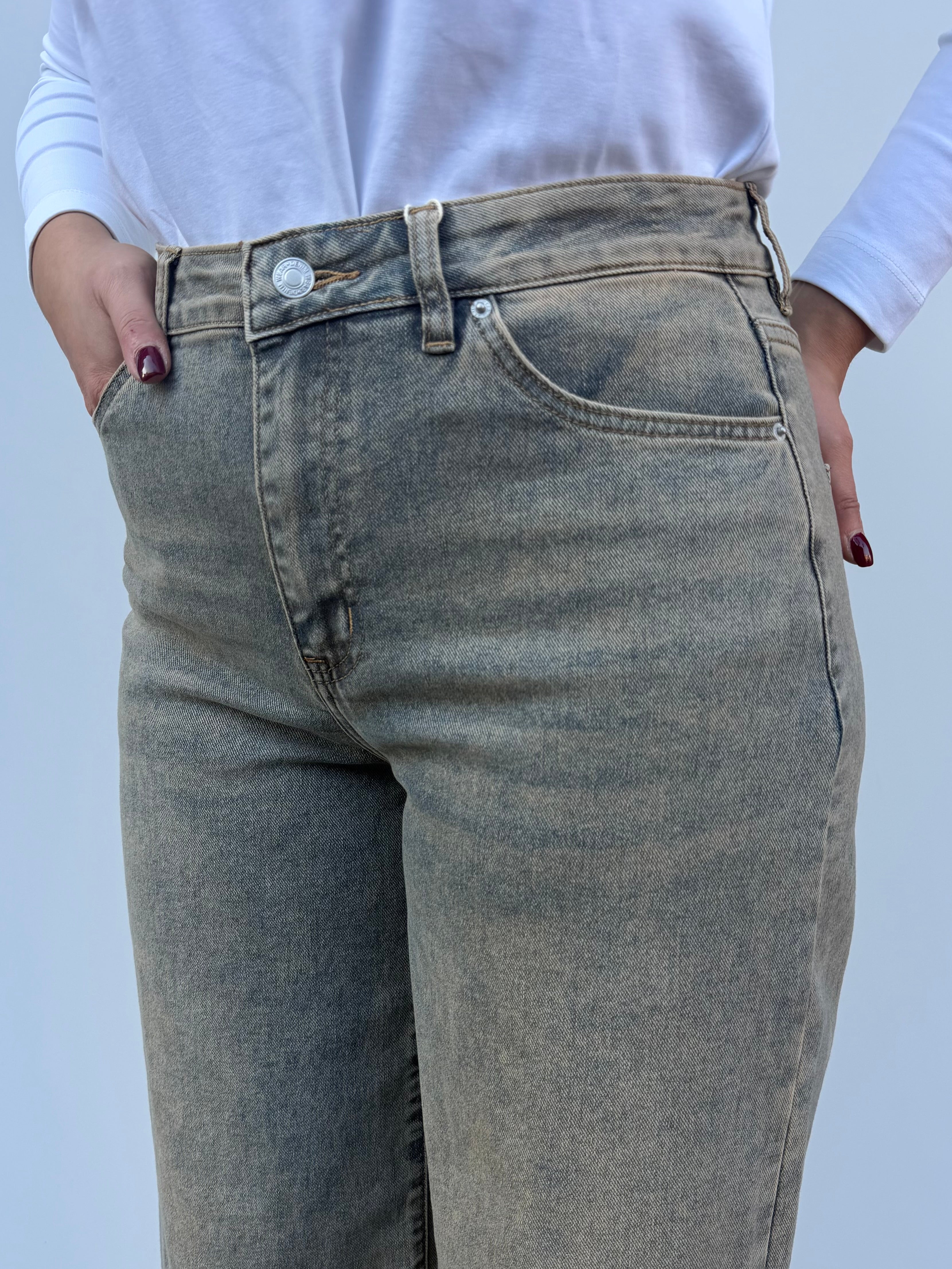 Jeans Palazzo Lavaggio Sabbiato