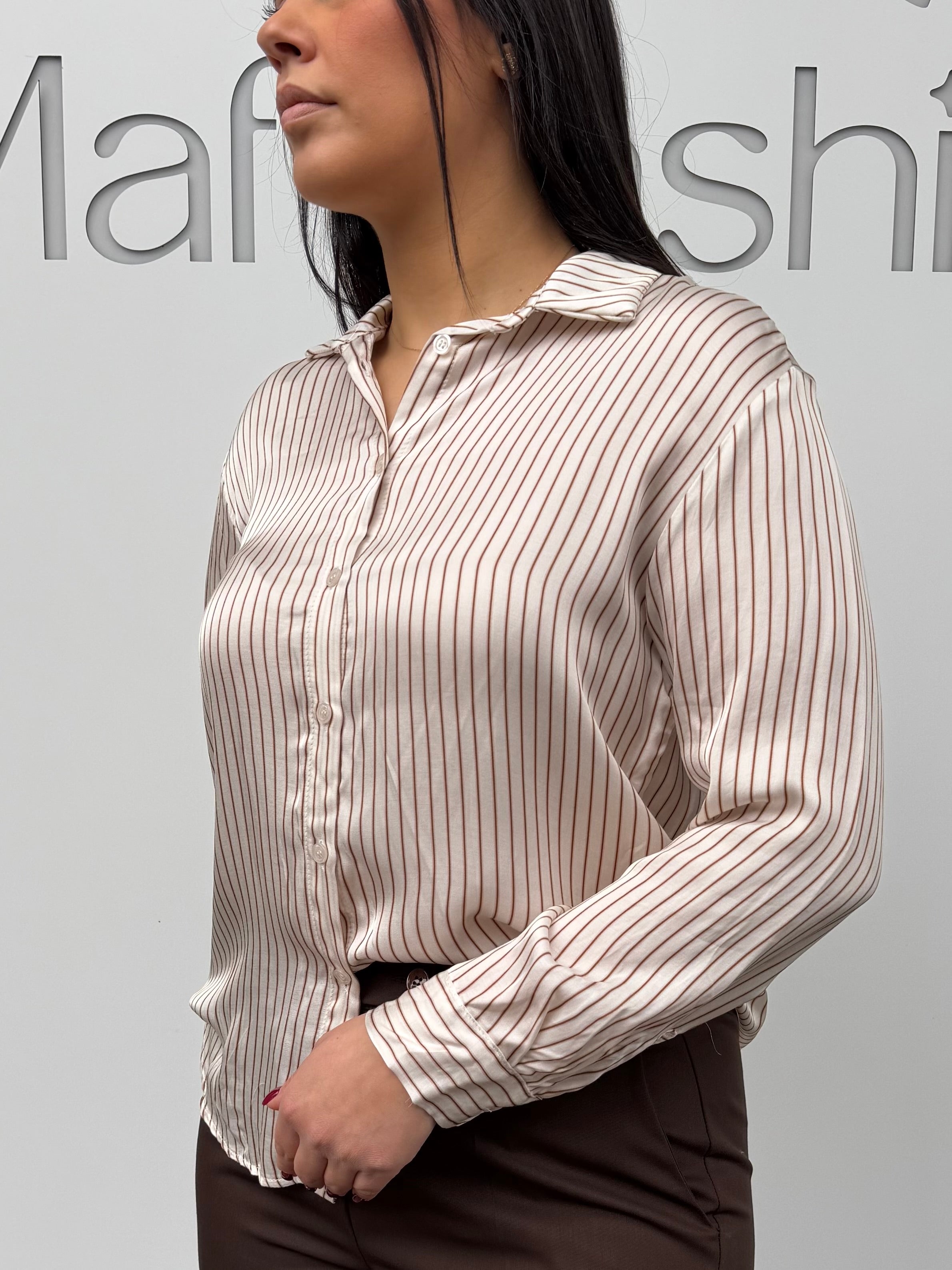 Camicia rigata in raso