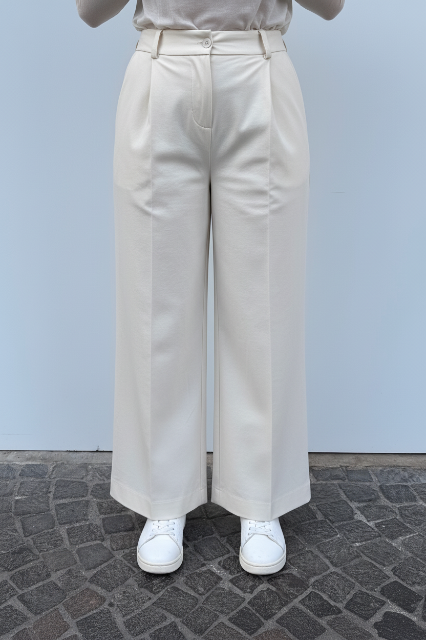 Pantalone stirato con bottone